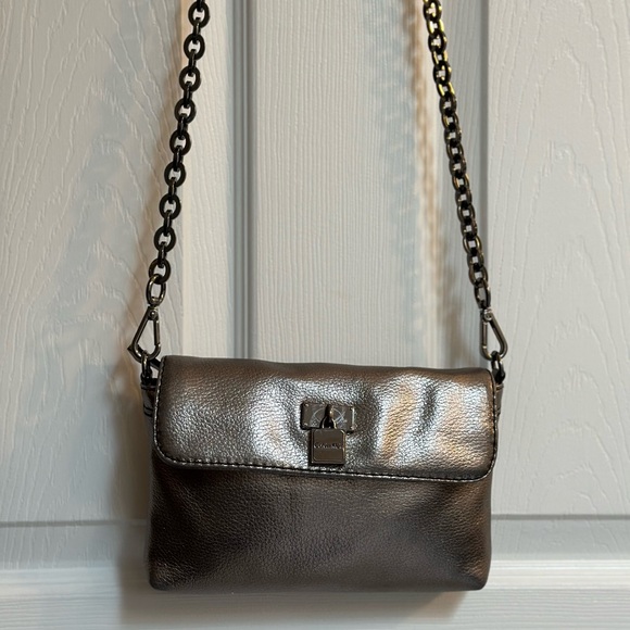 Beautiful Calvin Klein dark metallic silver crossbody  with hematite hardware - Picture 1 of 10